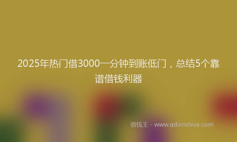 2025年热门借3000一分钟到账低门，总结5个靠谱借钱利器