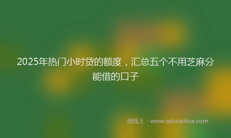 2025年热门小时贷的额度，汇总五个不用芝麻分能借的口子