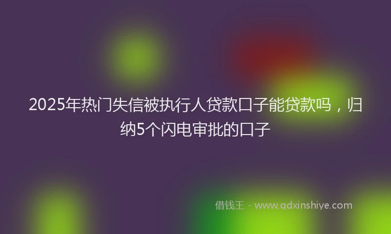 2025年热门失信被执行人贷款口子能贷款吗，归纳5个闪电审批的口子