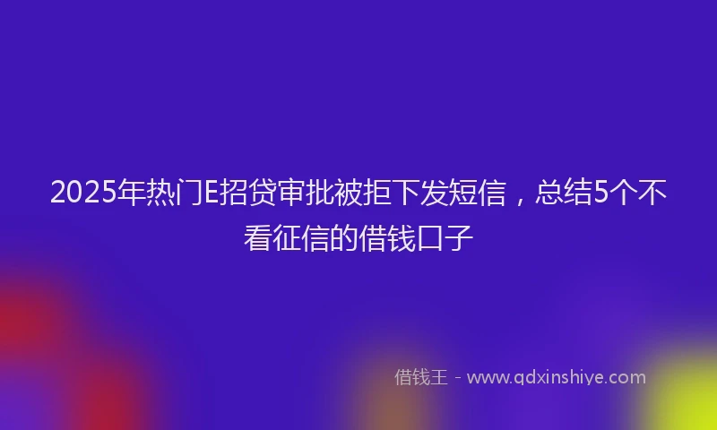 2025年热门E招贷审批被拒下发短信，总结5个不看征信的借钱口子