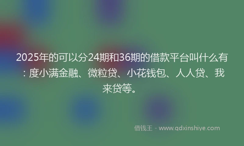 2025年的可以分24期和36期的借款平台叫什么有：度小满金融、微粒贷、小花钱包、人人贷、我来贷等。
