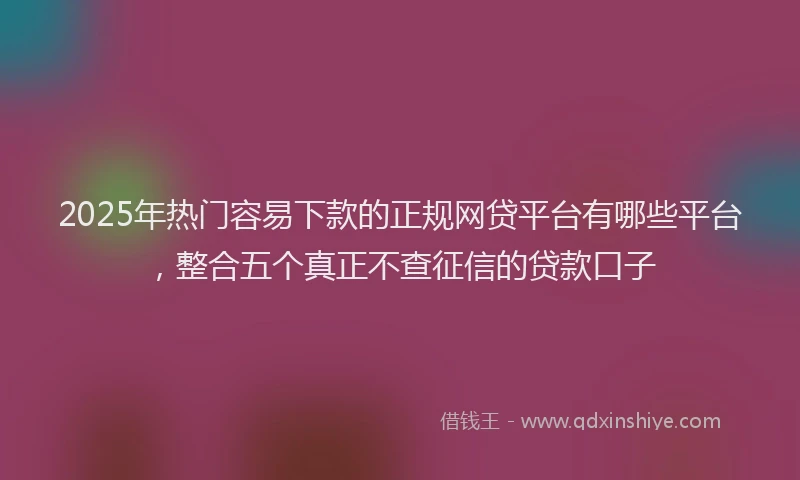 2025年热门容易下款的正规网贷平台有哪些平台,整合五个真正不查征信的贷款口子