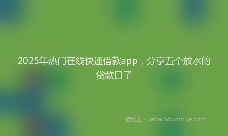 2025年热门在线快速借款app，分享五个放水的贷款口子