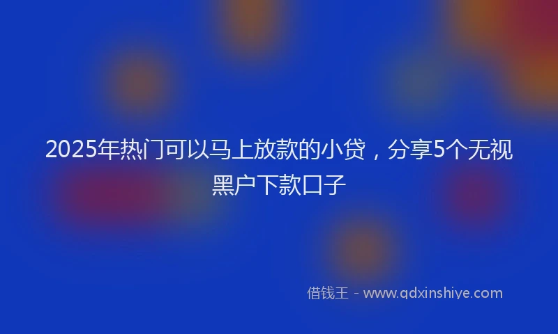 2025年热门可以马上放款的小贷，分享5个无视黑户下款口子