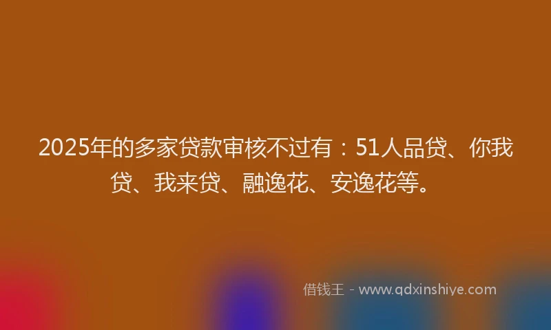 2025年的多家贷款审核不过有：51人品贷、你我贷、我来贷、融逸花、安逸花等。