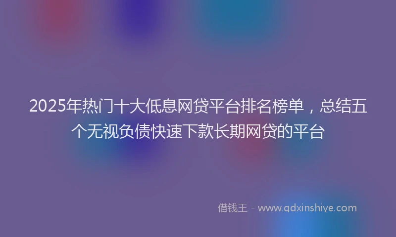 2025年热门十大低息网贷平台排名榜单，总结五个无视负债快速下款长期网贷的平台