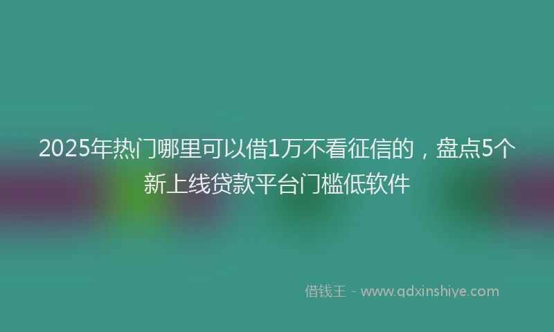 2025年热门哪里可以借1万不看征信的，盘点5个新上线贷款平台门槛低软件