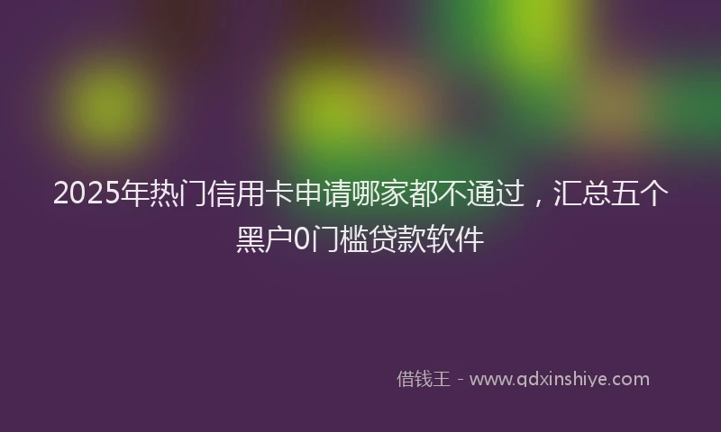 2025年热门信用卡申请哪家都不通过，汇总五个黑户0门槛贷款软件