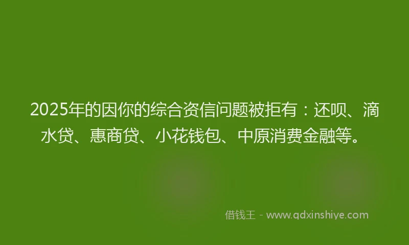 2025年的因你的综合资信问题被拒有：还呗、滴水贷、惠商贷、小花钱包、中原消费金融等。