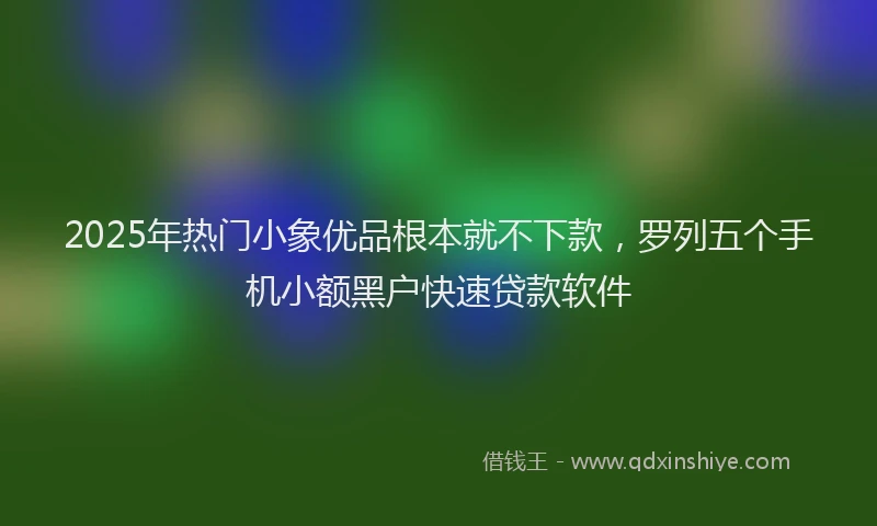 2025年热门小象优品根本就不下款，罗列五个手机小额黑户快速贷款软件