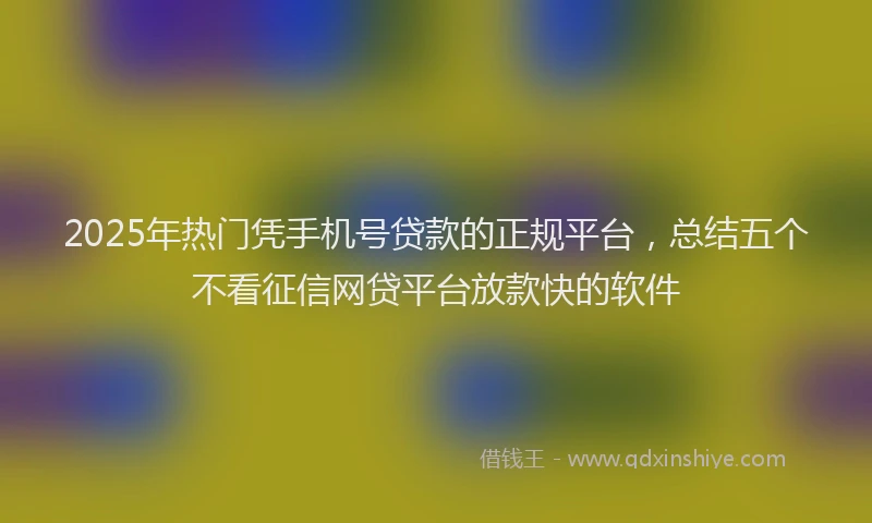 2025年热门凭手机号贷款的正规平台，总结五个不看征信网贷平台放款快的软件