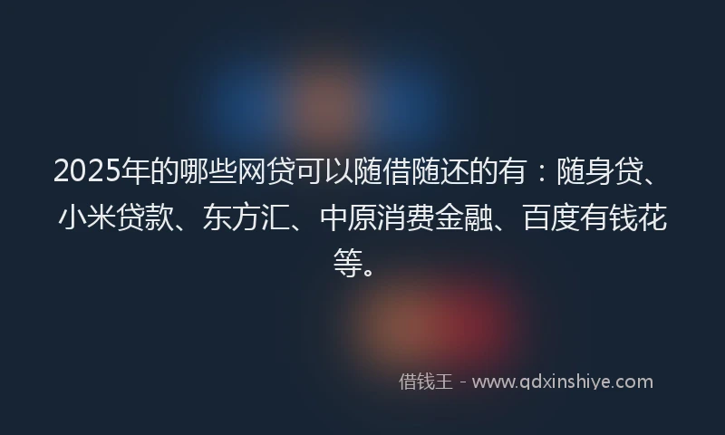 2025年的哪些网贷可以随借随还的有：随身贷、小米贷款、东方汇、中原消费金融、百度有钱花等。