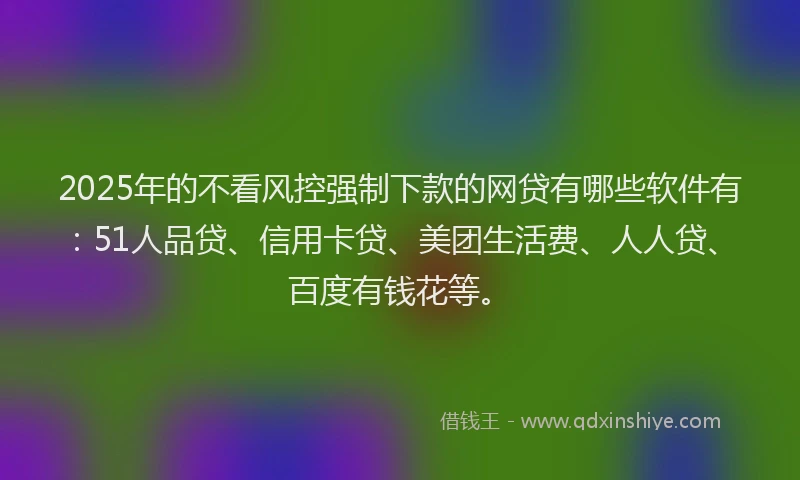 2025年的不看风控强制下款的网贷有哪些软件有：51人品贷、信用卡贷、美团生活费、人人贷、百度有钱花等。