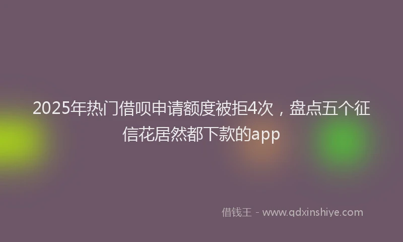 2025年热门借呗申请额度被拒4次，盘点五个征信花居然都下款的app