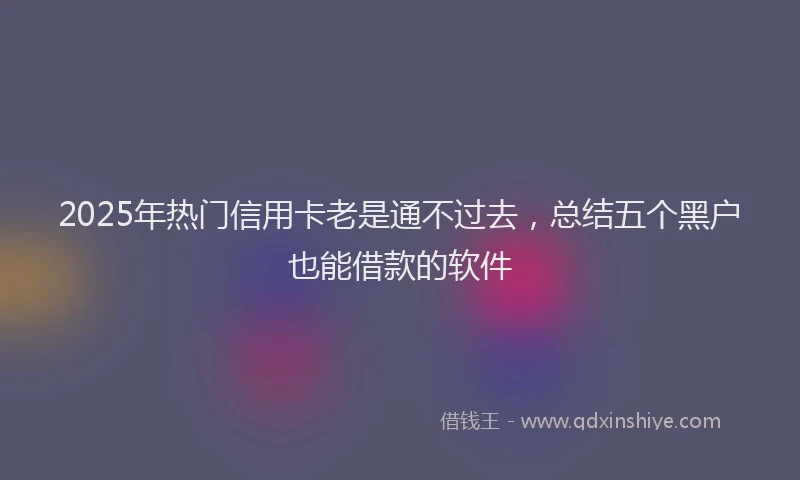 2025年热门信用卡老是通不过去，总结五个黑户也能借款的软件