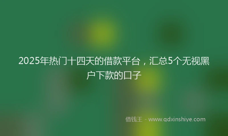 2025年热门十四天的借款平台，汇总5个无视黑户下款的口子
