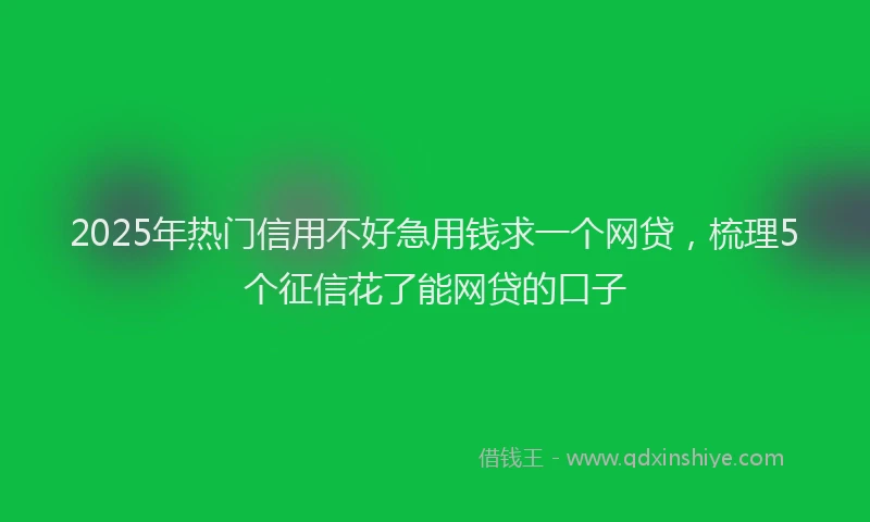2025年热门信用不好急用钱求一个网贷，梳理5个征信花了能网贷的口子