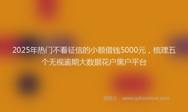 2025年热门不看征信的小额借钱5000元，梳理五个无视逾期大数据花户黑户平台