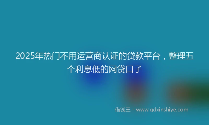 2025年热门不用运营商认证的贷款平台，整理五个利息低的网贷口子