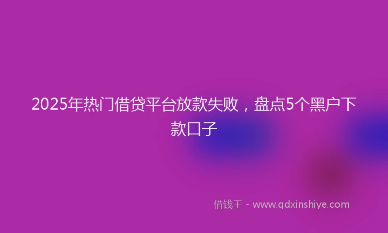 2025年热门借贷平台放款失败，盘点5个黑户下款口子