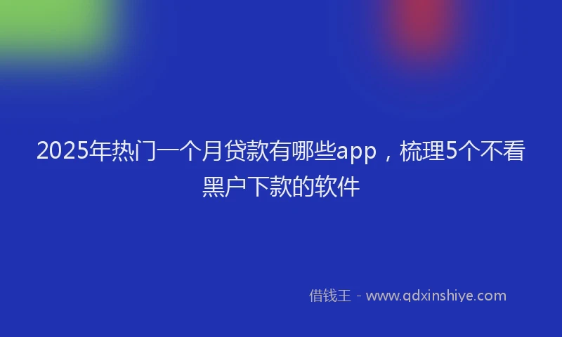 2025年热门一个月贷款有哪些app，梳理5个不看黑户下款的软件