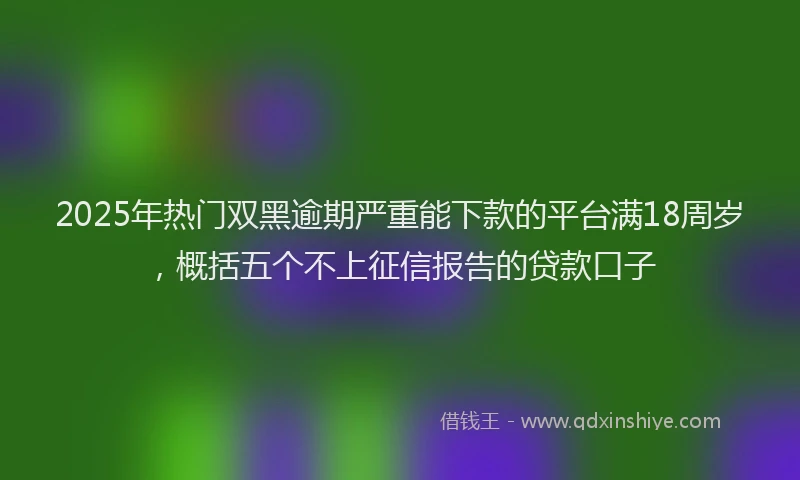 2025年热门双黑逾期严重能下款的平台满18周岁，概括五个不上征信报告的贷款口子