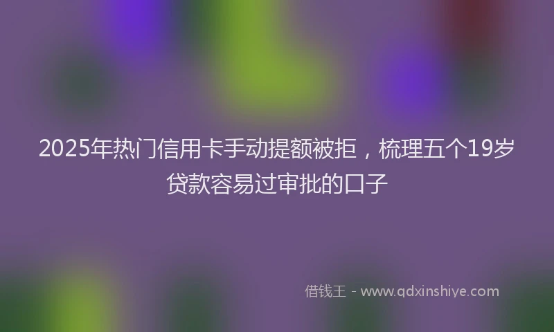 2025年热门信用卡手动提额被拒，梳理五个19岁贷款容易过审批的口子