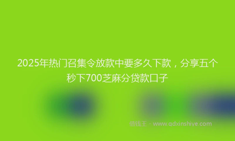 2025年热门召集令放款中要多久下款，分享五个秒下700芝麻分贷款口子