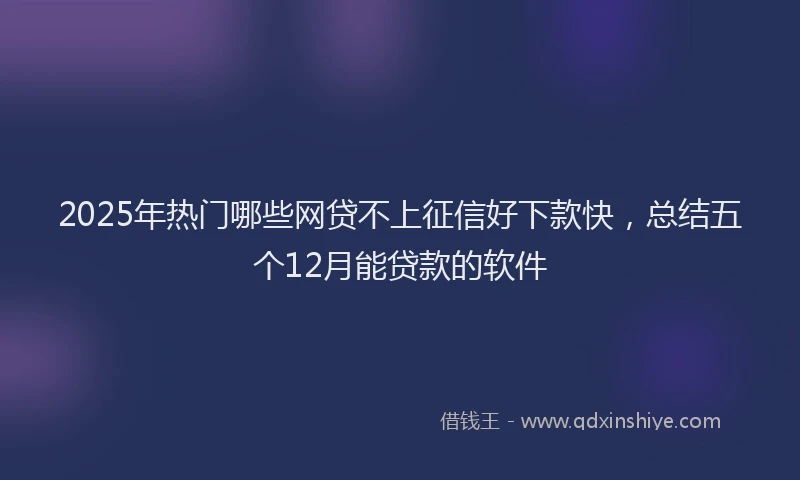 2025年热门哪些网贷不上征信好下款快，总结五个12月能贷款的软件