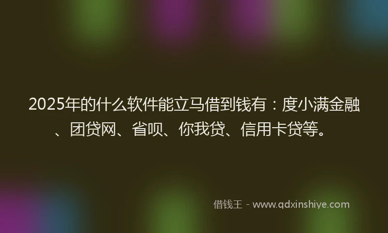 2025年的什么软件能立马借到钱有：度小满金融、团贷网、省呗、你我贷、信用卡贷等。