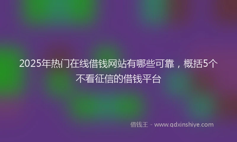2025年热门在线借钱网站有哪些可靠，概括5个不看征信的借钱平台