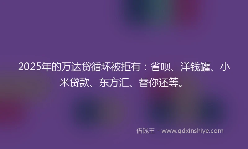 2025年的万达贷循环被拒有：省呗、洋钱罐、小米贷款、东方汇、替你还等。