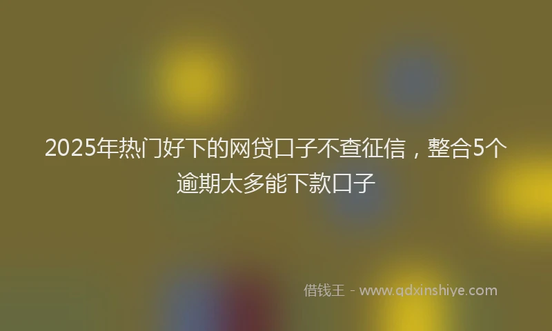 2025年热门好下的网贷口子不查征信，整合5个逾期太多能下款口子