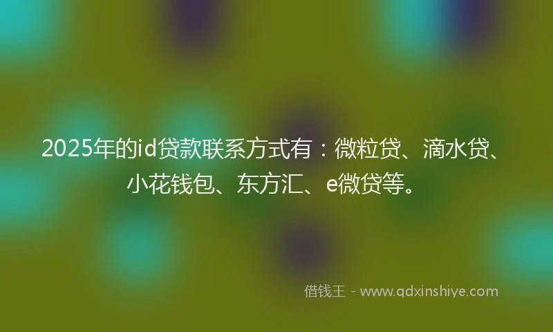 2025年的id贷款联系方式有：微粒贷、滴水贷、小花钱包、东方汇、e微贷等。
