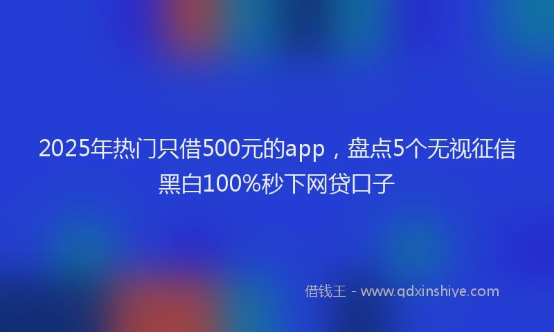 2025年热门只借500元的app，盘点5个无视征信黑白100%秒下网贷口子