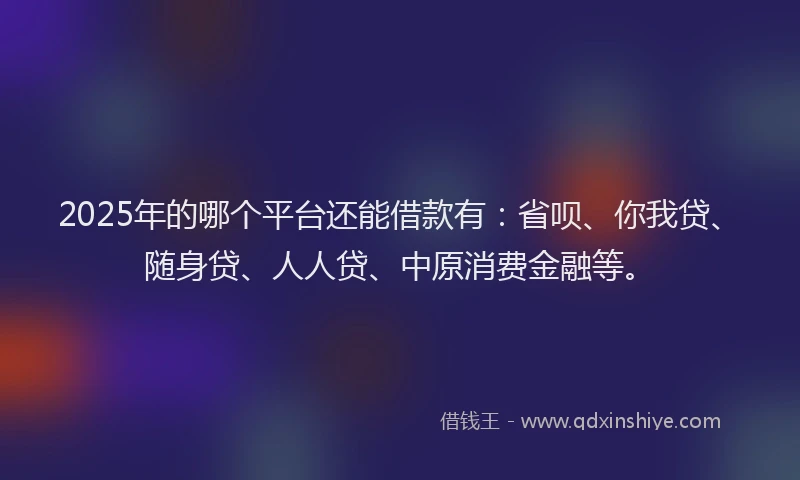2025年的哪个平台还能借款有：省呗、你我贷、随身贷、人人贷、中原消费金融等。