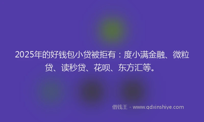2025年的好钱包小贷被拒有：度小满金融、微粒贷、读秒贷、花呗、东方汇等。