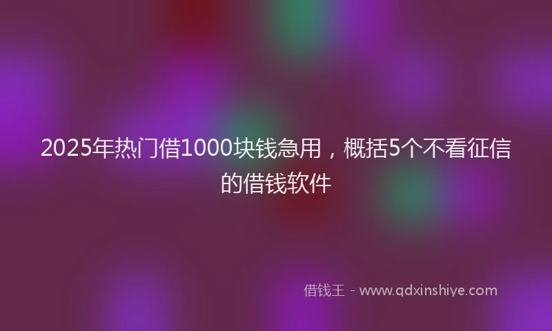 2025年热门借1000块钱急用，概括5个不看征信的借钱软件