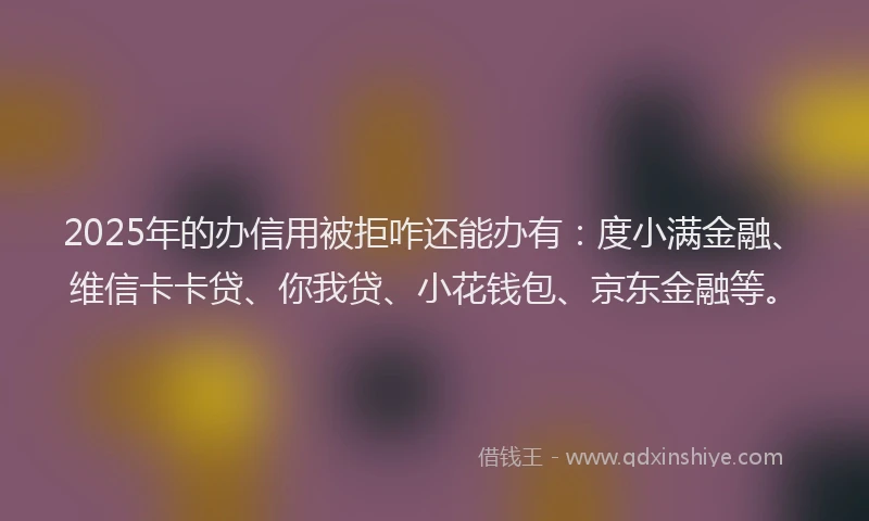 2025年的办信用被拒咋还能办有：度小满金融、维信卡卡贷、你我贷、小花钱包、京东金融等。