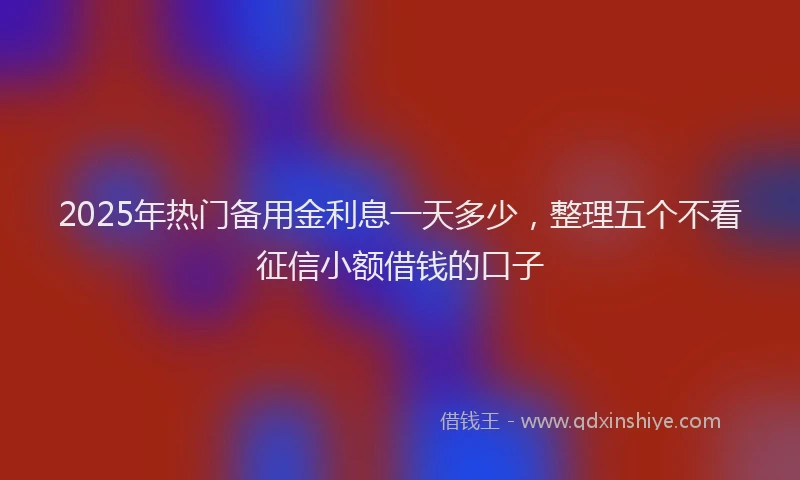 2025年热门备用金利息一天多少，整理五个不看征信小额借钱的口子