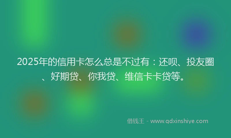 2025年的信用卡怎么总是不过有：还呗、投友圈、好期贷、你我贷、维信卡卡贷等。