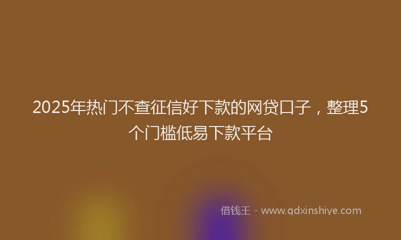 2025年热门不查征信好下款的网贷口子，整理5个门槛低易下款平台