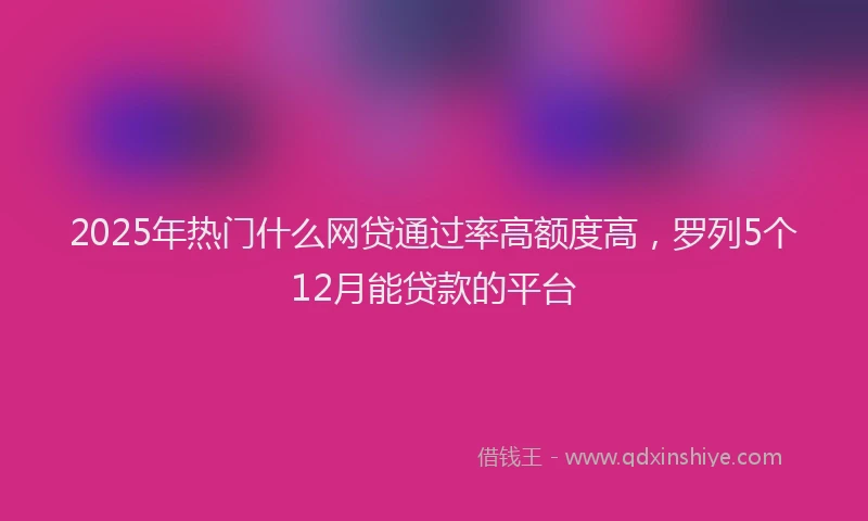 2025年热门什么网贷通过率高额度高，罗列5个12月能贷款的平台