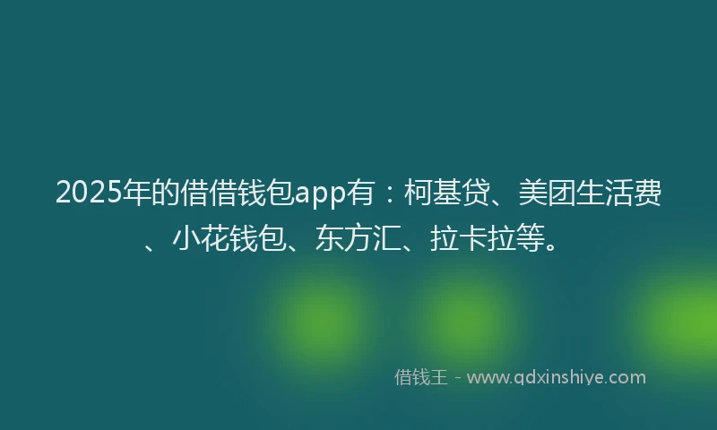 2025年的借借钱包app有：柯基贷、美团生活费、小花钱包、东方汇、拉卡拉等。