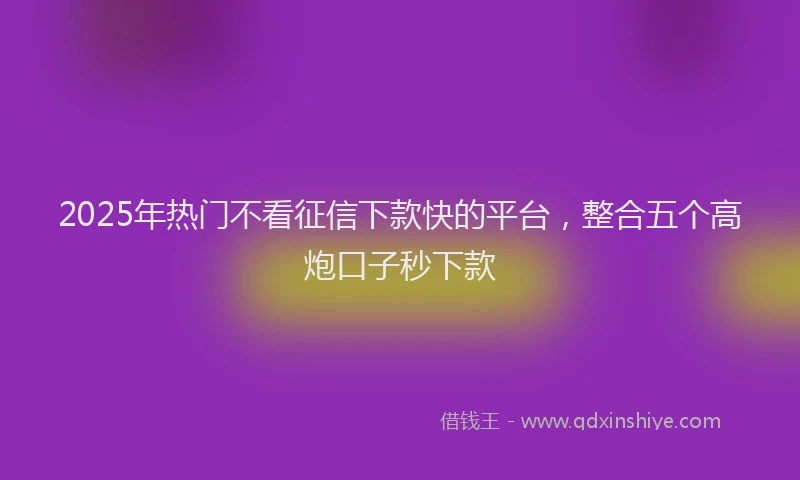2025年热门不看征信下款快的平台，整合五个高炮口子秒下款