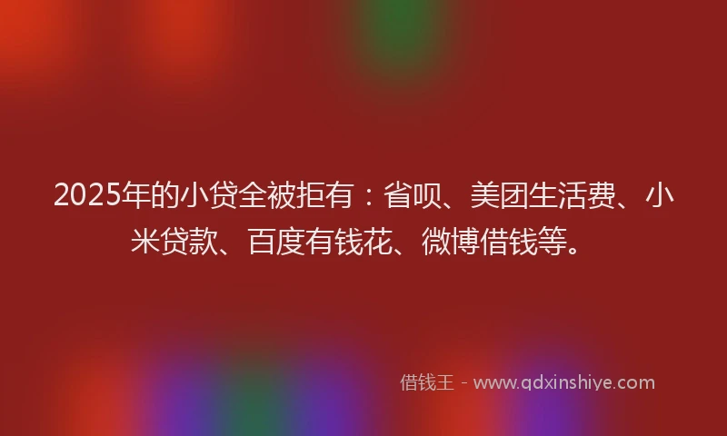 2025年的小贷全被拒有：省呗、美团生活费、小米贷款、百度有钱花、微博借钱等。