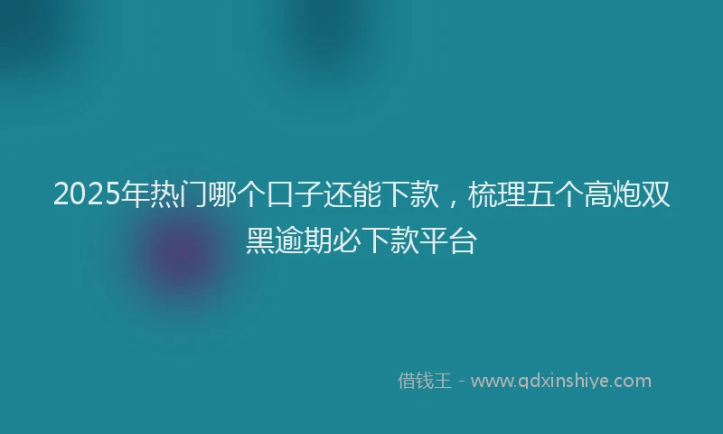 2025年热门哪个口子还能下款，梳理五个高炮双黑逾期必下款平台