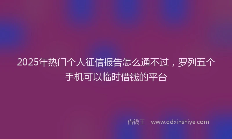2025年热门个人征信报告怎么通不过，罗列五个手机可以临时借钱的平台