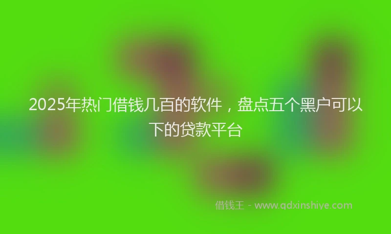 2025年热门借钱几百的软件，盘点五个黑户可以下的贷款平台