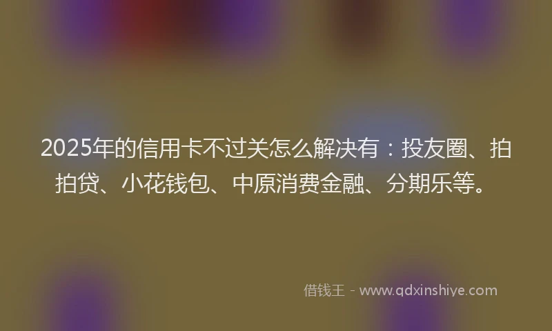 2025年的信用卡不过关怎么解决有：投友圈、拍拍贷、小花钱包、中原消费金融、分期乐等。